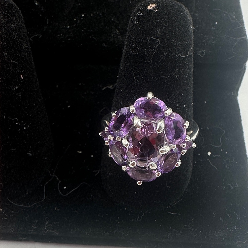 Purple Gem Cluster Cocktail Ring - Women Jewelry